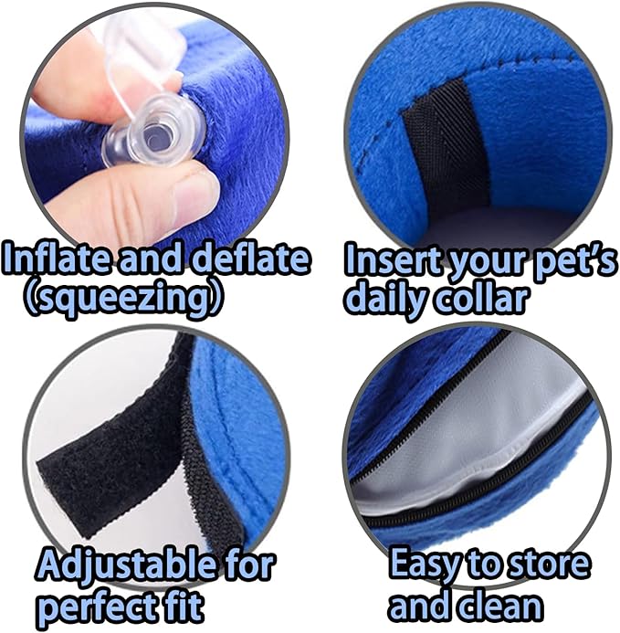 Soft Dog Cone Collar for Large Medium Small Dogs and Cats After Surgery, Inflatable Dog Neck Donut Collar,Inflatable Cat Cone Collar,E-Collar for Dogs Recovery, Dog Cones Alternative (Medium, Blue)