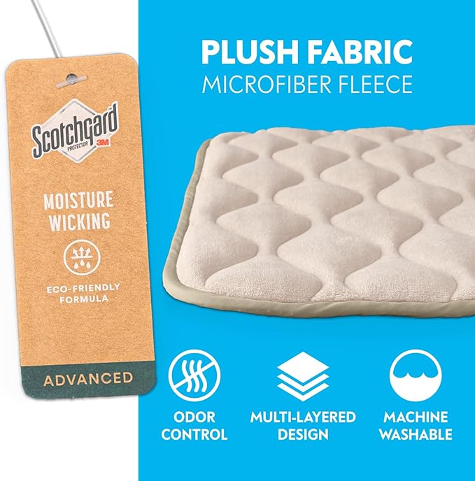 Paw Inspired Washable Padded Crate Mats for Dogs | 47” x 29” Pad, Fits 48-inch Kennels | Leakproof, Waterproof Bottom, Plush Pet Beds (Tan)