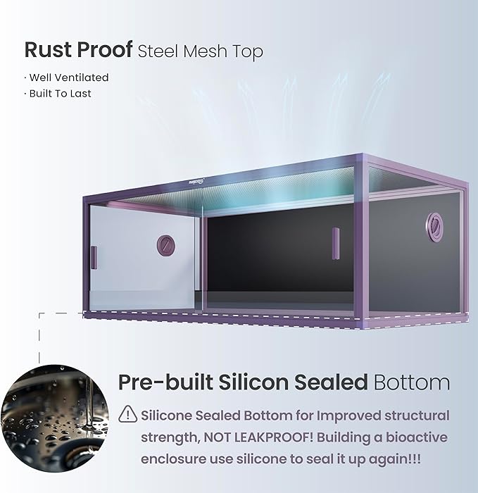 85 Gallon Reptile Tank, Front Opening Snake Tank for Easy Maintenance, Reptile Enclosure with Top Screen Ventilation 48''x24''x18''