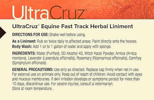 UltraCruz Veterinary Fast Track Herbal Liniment for Horses, 16 oz, off-white