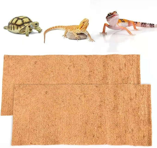 Tortoise Bedding Reptile Carpet Natural Coconut Fiber Mat 36" x 18" Carpet for Bearded Dragon 2 Pack Terrarium Carpet Terrarium Liner for Pet Lizard, Chameleon, Bearded Dragon, Iguana, Tortoise