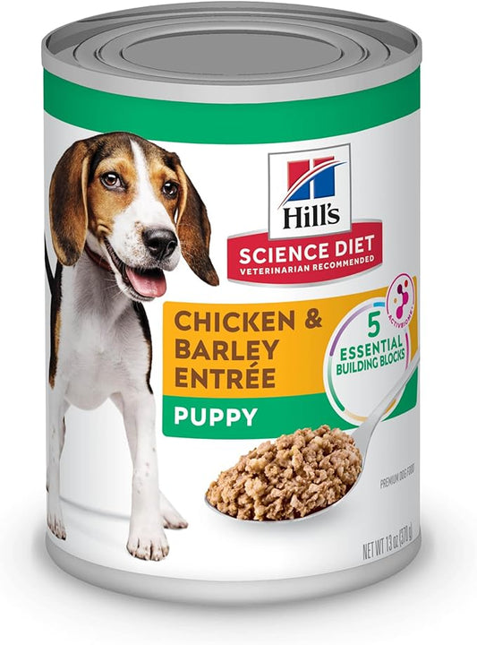 Hill's Science Diet Puppy, Puppy Premium Nutrition, Wet Dog Food, Chicken & Barley Loaf, 13 oz Can, Case of 12