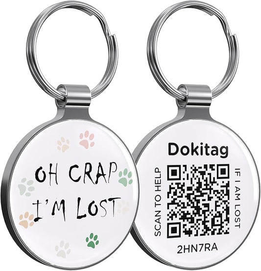 QR Code Pet ID Tag, Dog ID Tag, QR Code Dog Tag，Pet Online Profile - Scan QR Receive Instant Pet Location Alert Email, Lightweight Zinc Alloy Dog Tag (Regular)