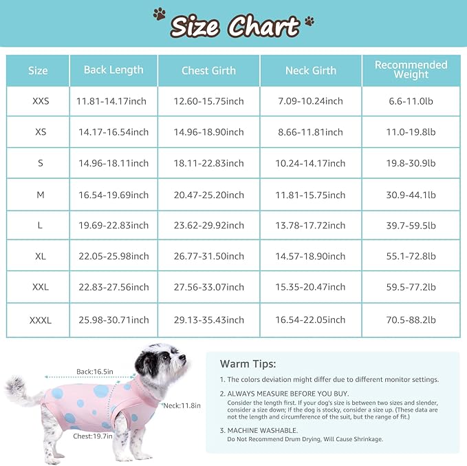 Dog Recovery Suit, Professional Dog Surgery Suit Post Spay, Neuter, Abdominal Surgical Suit for Male Female Dogs Can Pee, Prevent Licking Soft Breathable Cotton Covers Wound (Pink, Medium)