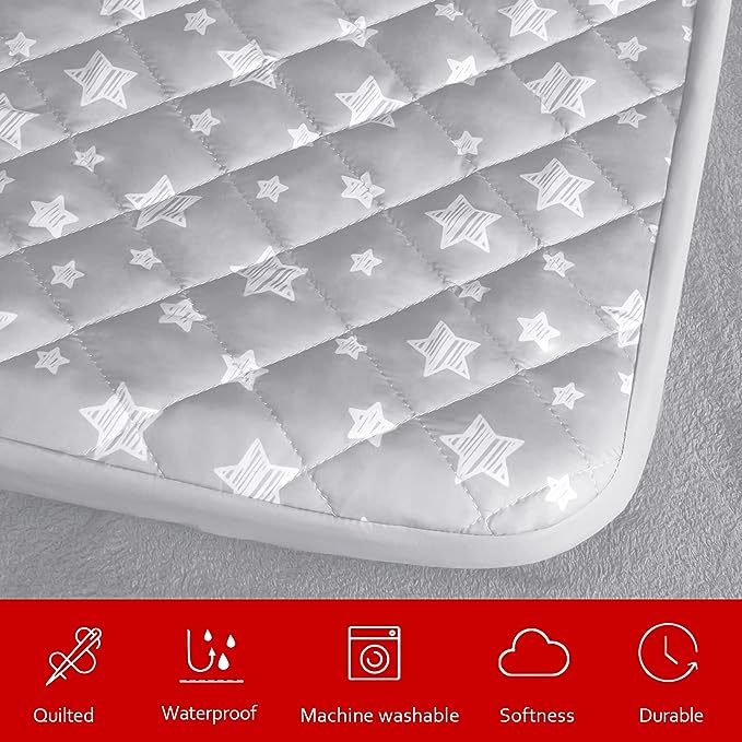 Dog Bed Covers Replacement Washable Pet Hair Easy to Remove, Waterproof Dog Bed Covers Noiseless Quilted, Pet Bed Cover Lovely Grey Star Print, Puppy Bed Cover 44x54 Inches, for Dog/ Cat, Cover Only