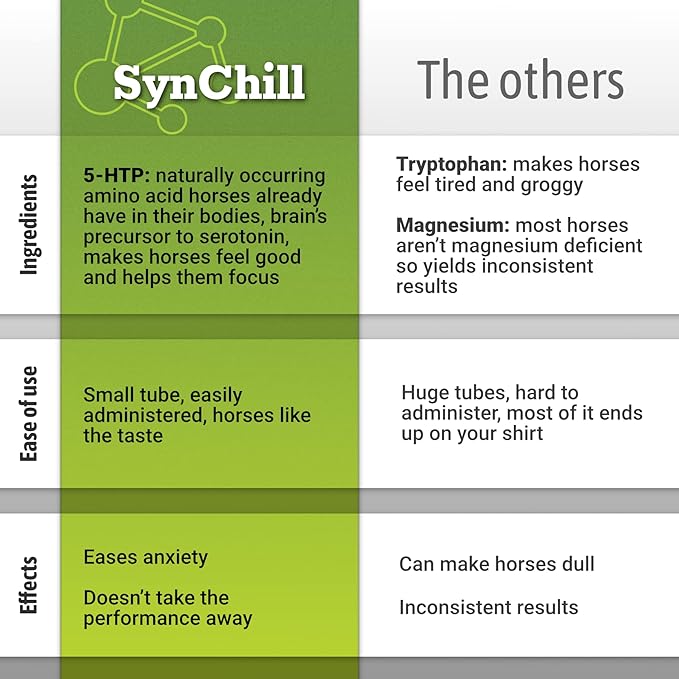 SynChill Oral Horse Calming Gel, 100% Natural & Nutritional Supplement, Lab Proven Results, Designed for Focus & Performance, Approved by Olympic Professionals & Veterinarians, Made in USA - 1 Pack