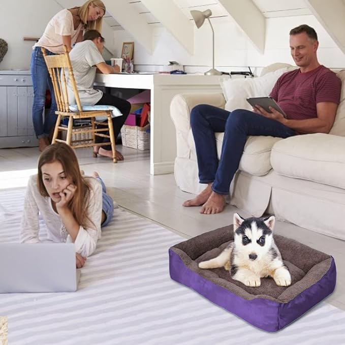 PUPPBUDD Dog Beds for Medium Dogs, Washable Dog Bed Comfortable and Breathable Pet Bed Rectangle Warming Dog Bed for Medium Dogs