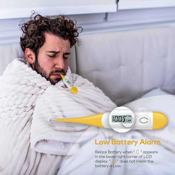 Boncare Thermometer for Adults with 10 Seconds Fast Reading, Digital Oral Thermometer for Fever (Yellow)