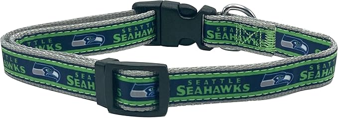 Pets First NFL Seattle Seahawks Licensed PET COLLAR, Small - Heavy-Duty, Strong, and Durable Dog Collat. Available in 32 Football Teams