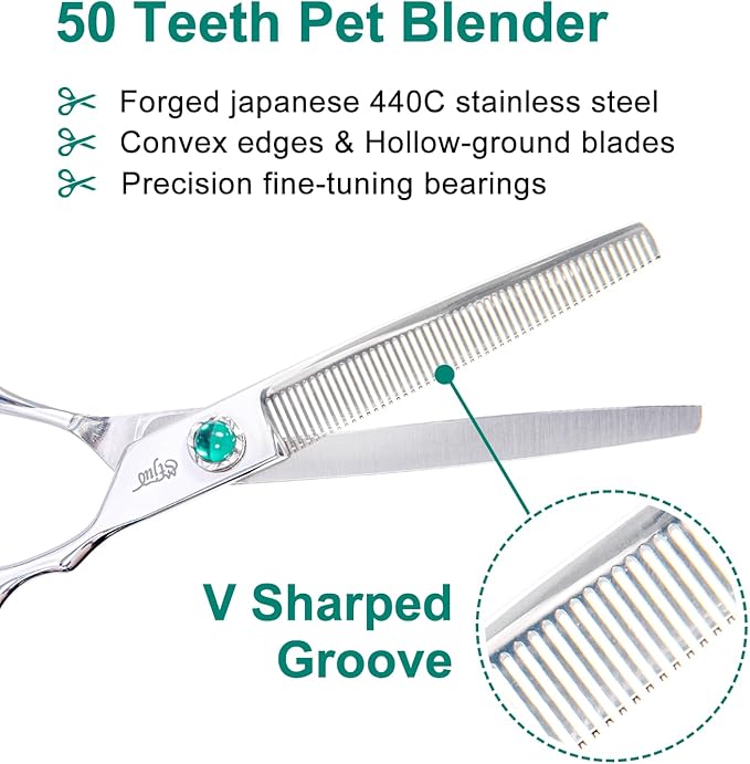 Dog Grooming Thinning Scissors 7 inch Professional Pet Shears Made Of Japanese Advanced Stainless Steel Professional Grooming Scissors for Dogs Cats and Other Pets