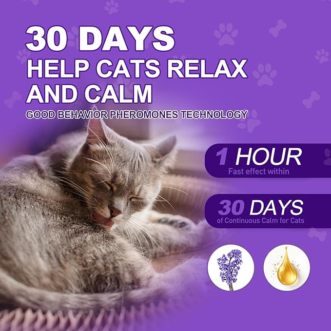 Calming Collar for Cats, 4 Pack Cat Calming Collar, Effective Relief Ancxiety Stress Cat Pheromone Collar, Water-Resistant & Adjustable Cat Calming Collar Fits Cats, Grey