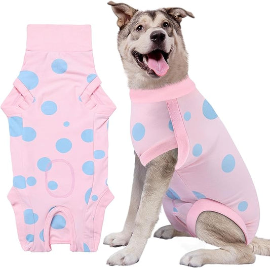 Dog Recovery Suit, Professional Dog Surgery Suit Post Spay, Neuter, Abdominal Surgical Suit for Male Female Dogs Can Pee, Prevent Licking Soft Breathable Cotton Covers Wound (Pink, XX-Large)