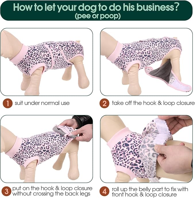 Kuoser Dog Surgery Recovery Suit, Recovery Suit for Female Male Dogs, Dog Onesie After Surgery Spay Neuter, Anti-Licking Pet Surgical Recovery Snugly Suit, Bodysuit for Abdominal Wounds Skin Disease