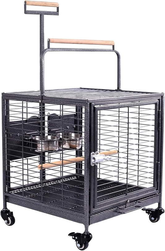 Travel Bird Cage, Easy to wheel or carry. castor Wheels included