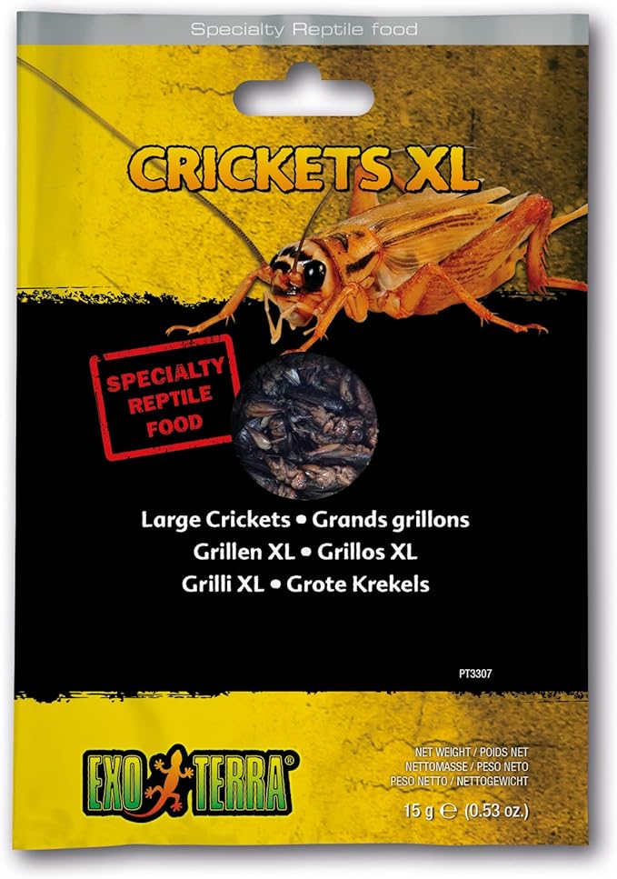 Exo Terra Vacuum Packed Reptile Food, Insects for Reptiles and Amphibians, Crickets XL