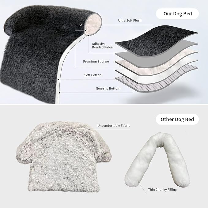 Dog Couch Bed 45In Extra Large Calming Dog Beds Sofa Protector Couch Beds for Large, Extra Dogs Fluffy Plush Dog Mats for Furniture Protector with Washable Cover (45x37x6, Gray)