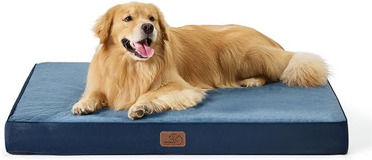 Bedsure Orthopedic Dog Bed for Extra Large Dogs - XL Memory Foam Dog Beds, 2-Layer Thick Pet Bed with Removable Washable Cover and Waterproof Lining (44x32x4 Inches), Navy