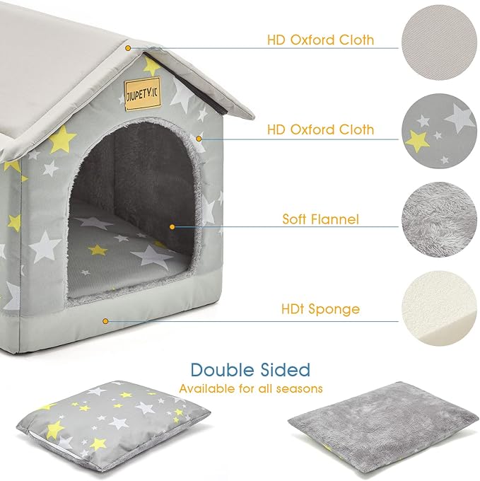 Jiupety Cozy Pet Bed House, Indoor/Outdoor Pet House, 2XL Size for Large Dog, Warm Cave Sleeping Nest Bed for Cats and Dogs, Gray