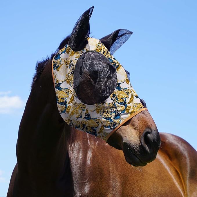 Harrison Howard Super Comfort Stretchy Fly Mask Large Eye Space with UV Protection Soft on Skin with Breathability Luxe Vibe L Full Size