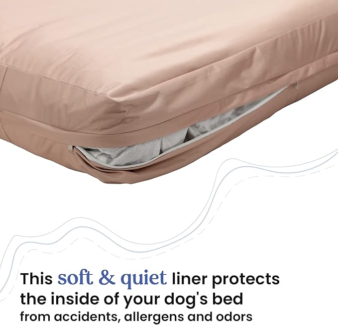 Dog Bed Liner - USA Based - Premium Durable Waterproof Heavy Duty Machine Washable Material with Zipper Opening - 2 Year Warranty - Medium - Tan