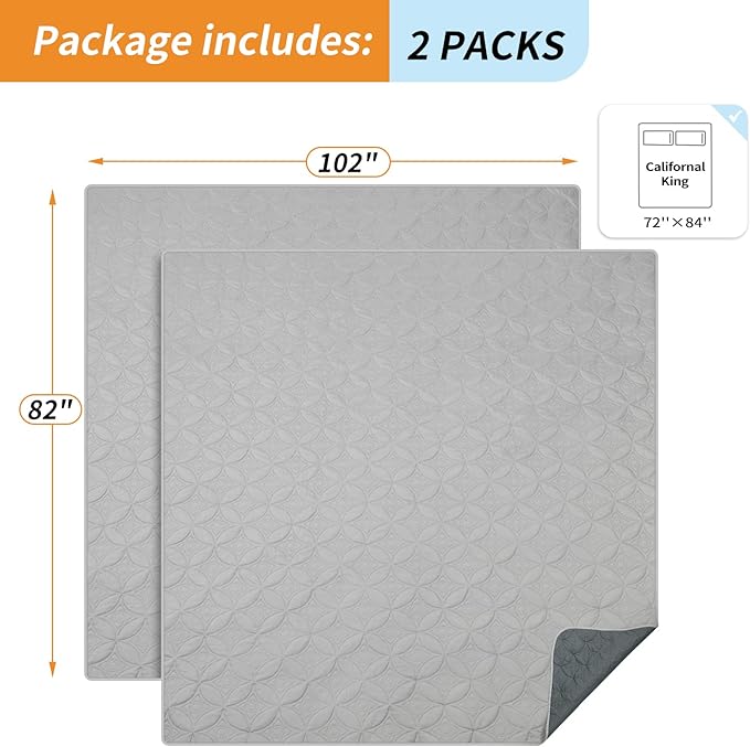 2 Packs Waterproof Dog Blankets Washable for Large Dog, Pet Couch Covers Protect Bed Sofa Furniture, Soft Reversible Dog Blankets Anti Scratches Dirty for Puppy Kids (82"×102", Light/Dark Grey)