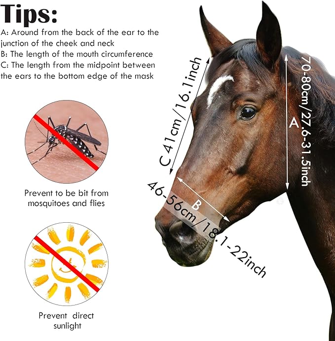 Frienda 4 Pieces Horse Fly Masks for Horses Horse Fly Mask with Ears Face Covering Elasticity Smooth and Comfortable Horse Mask with UV Protection(Medium, Flower)