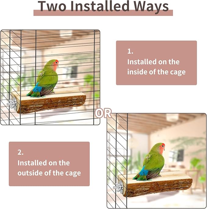 Bird Perches - Natural Wood Stand Branch for Small Birds，Branch Platform Standing Toys Cockatiel Cage Accessories（3PCS