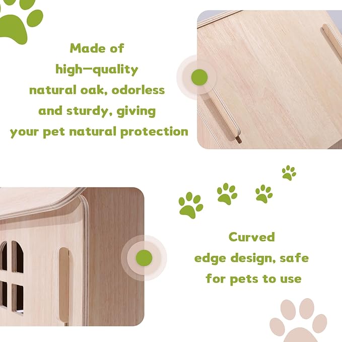 Dog House Indoor with Door for Small Medium Dogs, Small Dog House Breathable Weatherproof, Easy Assemble Solid Wood Dog House with Air Vents and Elevated Floor(22.24" W x 31.1" D x 29.72" H)