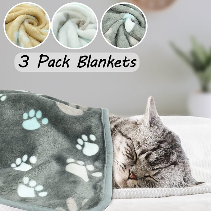 Dog Blankets for Medium Dogs,3 Pack Dog Blanket,Washable 23" x 16" Small Dog Blanket,Soft Fleece Blankets for Pets,Cute Paw Blankets for Dogs,Puppy Blankets for Medium,Pet Blanket for Dogs