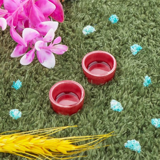 9 Pack Small Spider Ceramic Dish Tarantula Water Bowl Hermit Crab Millipede Terrarium Breeding Feeders (Brown)
