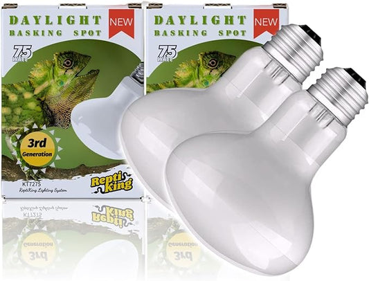 Reptile Heat Bulb Lamp, 2-Pack 75W Daylight Basking Spot, Bearded Dragon/Turtle/Lzard/Gecko Light Bulb, UVA Heat Lamp, Basking Light for Reptiles