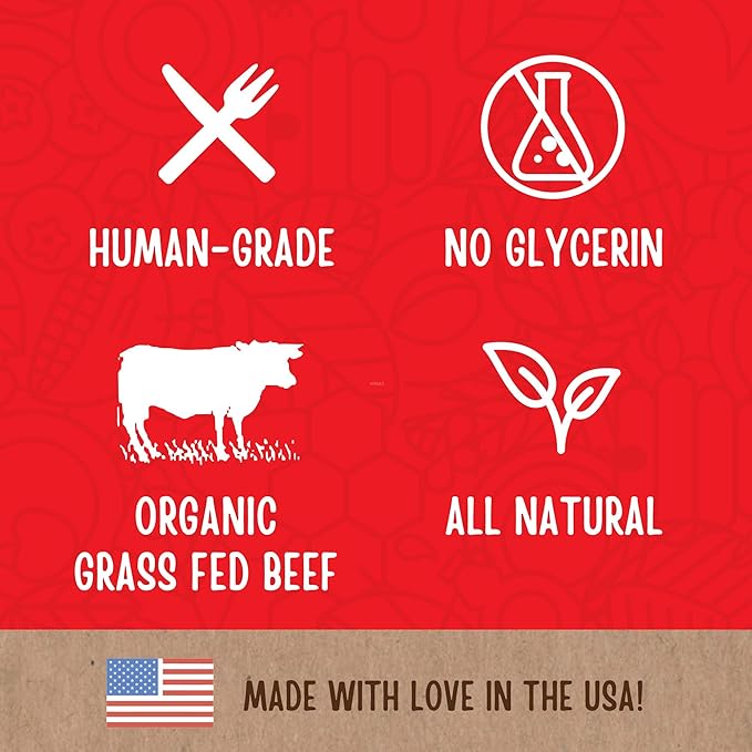 Full Moon Natural Organics Grass Fed Beef Jerky Healthy All Natural Dog Treats Human Grade 14 oz