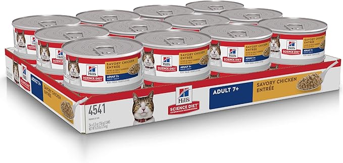 Hill's Science Diet Adult 7+, Senior Adult 7+ Premium Nutrition, Wet Cat Food, Chicken Minced, 5.5 oz Can, Case of 24