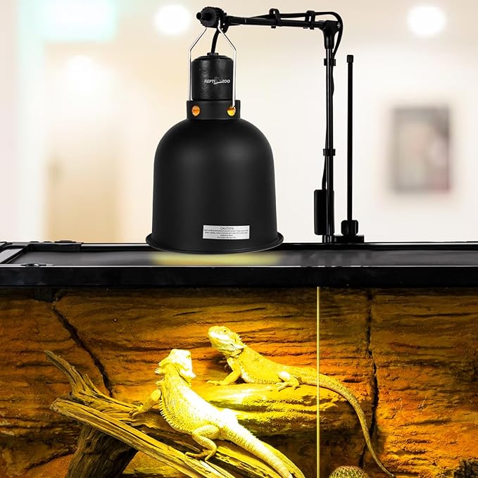 REPTI ZOO Reptile Light Fixture with Dimmable Switch,5.5 inch Deep Dome Lamp Fixture for Reptile Tank Terrarium,Optical Reflection Cover for UVB UVA Bulb Basking Heat Bulb