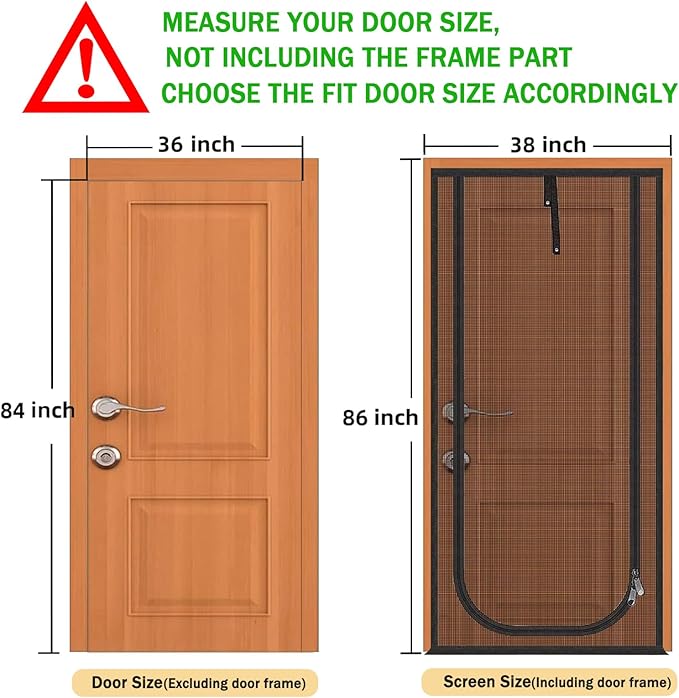 Upgraded Pet Screen Door Fits Doors Up to 36"x84",Heavy Duty Cat Proof Mesh Screen Door with Zipper Closure,Prevent Cats Running Out from Home,Bedroom,Living Room,Kitchen(U-type,Black)