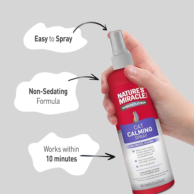 Nature's Miracle Advanced Platinum Cat Calming Spray, 8 Oz, Aid for Cats