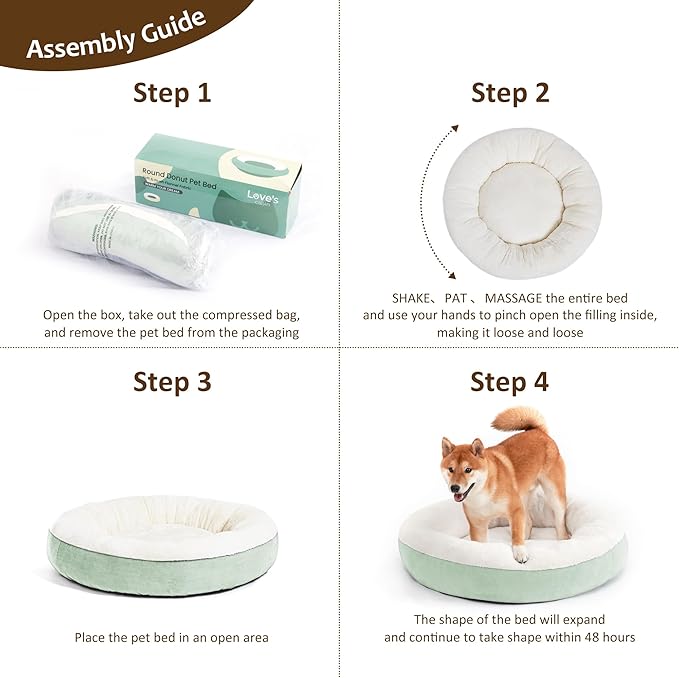 Love's cabin Round Donut Cat and Dog Cushion Bed, 25in Pet Bed for Small or Medium Dogs, Anti-Slip & Water-Resistant Bottom, Soft Durable Fabric Pet Beds, Washable Calming Cat & Dog Bed Teal