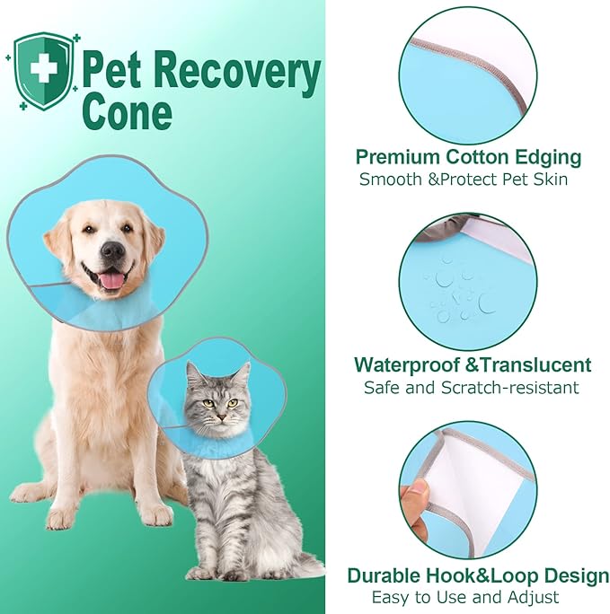 Supet Dog Cone Adjustable Pet Recovery Collar for Large Medium Dogs After Surgery Dog Protective Cone Collar