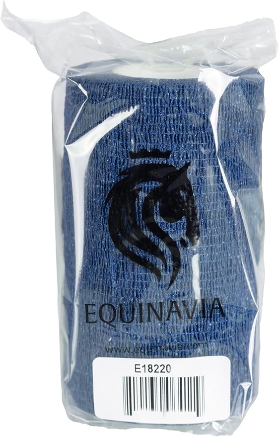 Equinavia 20 Pack Self Adhesive 4 Inch Vet Wraps with Easy-Dispenser Case | Bandages for Horses, Pets, Sports, Tattoo - Black - 20 x 5 yd - Blue - 20 x 5 yd