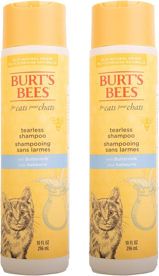 Burt's Bees for Pets Naturally Derived Kitten Tearless Shampoo with Buttermilk, Cat Shampoo, Kitten Shampoo for Cats - Cat Grooming Supplies, Cat Bath Supplies, 10 Fl Oz - 2 Pack