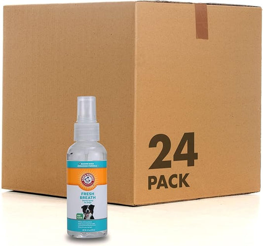 Arm & Hammer for Pets Fresh Breath Dental Spray for Dogs | Easy and Effective Way to Reduce Plaque & Tartar Buildup Without Brushing, 4 Ounces - 24 Pack, Mint Flavor