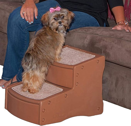 Pet Gear Easy Step II Pet Stairs, 2 Step for Cats/Dogs up to 75-pounds, Portable, Removable Washable Carpet Tread, No Tools Required