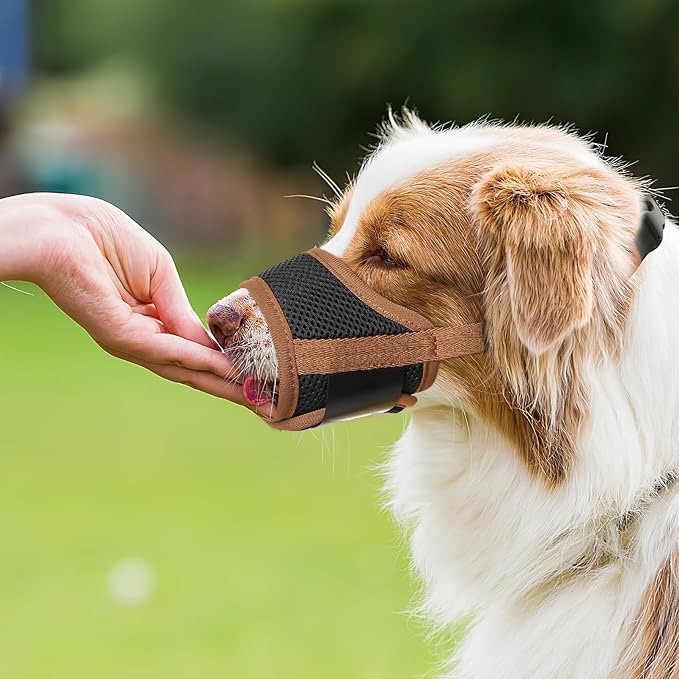 HEELE Dog Muzzle, Breathable Soft Pet Muzzle for Biting Barking Chewing Scavenging, Air Mesh Dog Muzzle with Adjustable Strap for Small Medium Large Dog