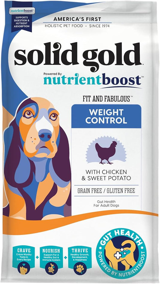 Solid Gold Nutrientboost Fit and Fabulous Dog Food - Dry Dog Food for Weight Control - Digestive Probiotics for Dogs - Grain & Gluten Free - High Fiber & Low Fat - Superfoods & Antioxidants - 3.75 LB