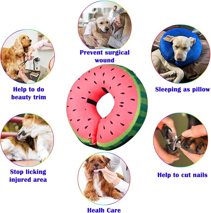 Katoggy Inflatable Dog Cone Collar for Dogs After Surgery, Soft Adjustable Blow up Donut Dog E-Collar for Small Medium Large Dog and Cats