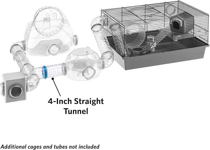 Ferplast Hamster Cage Play Tube | 4-Inch Straight Tunnel, 4.3L x 2.4 Diameter Inches, Clear (84812099US1)