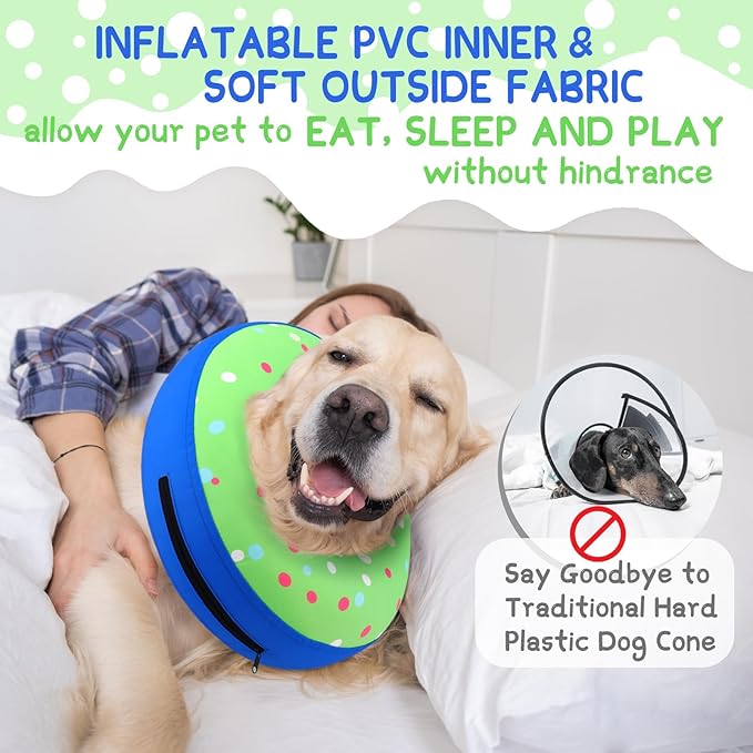 Supet Inflatable Dog Cone Collar Alternative after Surgery, Dog Neck Donut Collar Recovery E Collar for Neuter, Soft Dog Cone for Small Medium Large Dogs