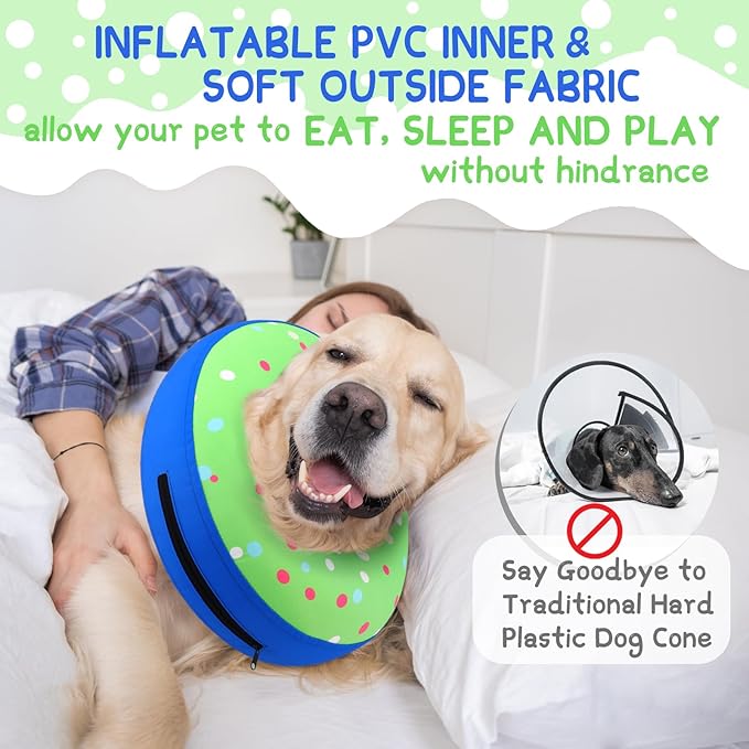 Supet Inflatable Dog Cone Collar Alternative after Surgery, Dog Neck Donut Collar Recovery E Collar, Soft Dog Cone for Small Medium Large Dogs