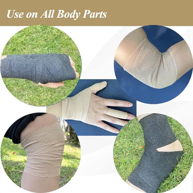 Self Adhesive Bandage Wrap,1 Inch 5 Yards 16 Pack Black Elastic Flexible Cohesive Bandages, Vet Wrap Tattoo Sports Tape Bulk for First Aid Supplies (Black)