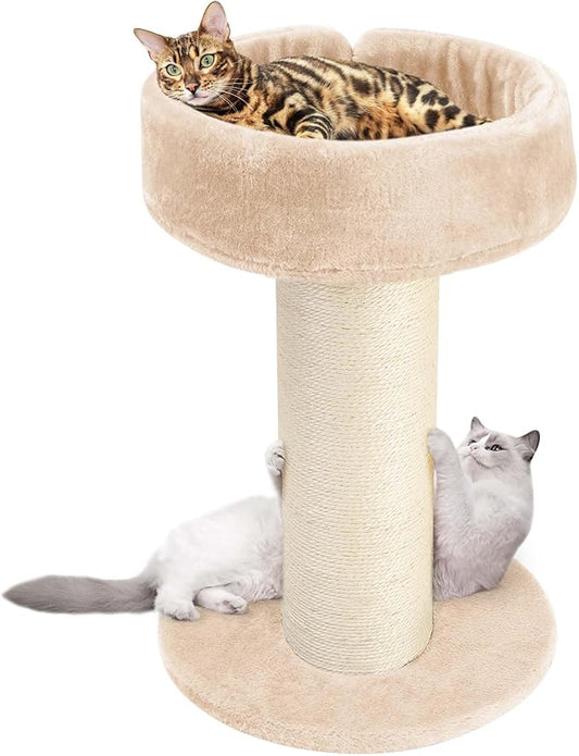 Cat Scratching Post for Large Cats, Tall Cat Scratcher for Indoor Cats with Super Thick Nature Sisal Scratching Post [Dia=6''], Removable Fluffy Cat Bed for Kitten & Adult Cats, Beige